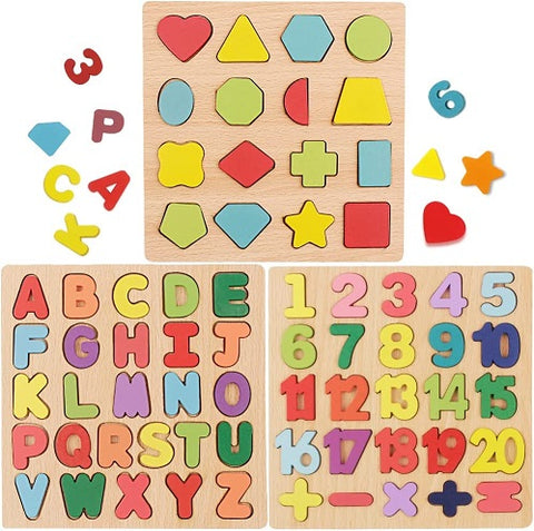 3-in-1 Wooden Learning 3D Boards Set